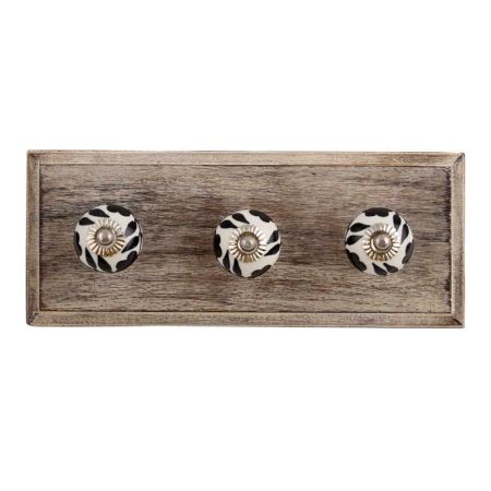 Day Night Ceramic Wooden Hooks